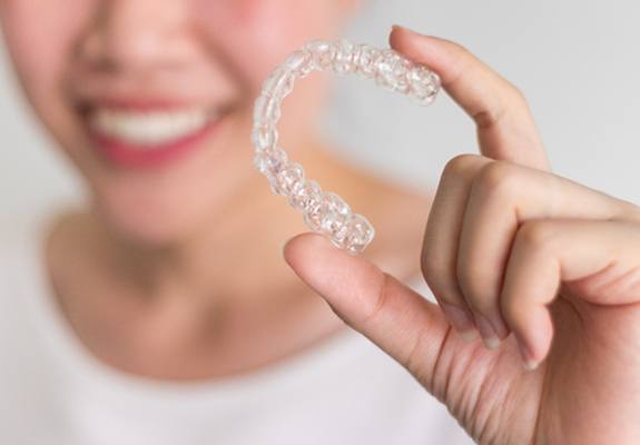 An Invisalign clear aligner